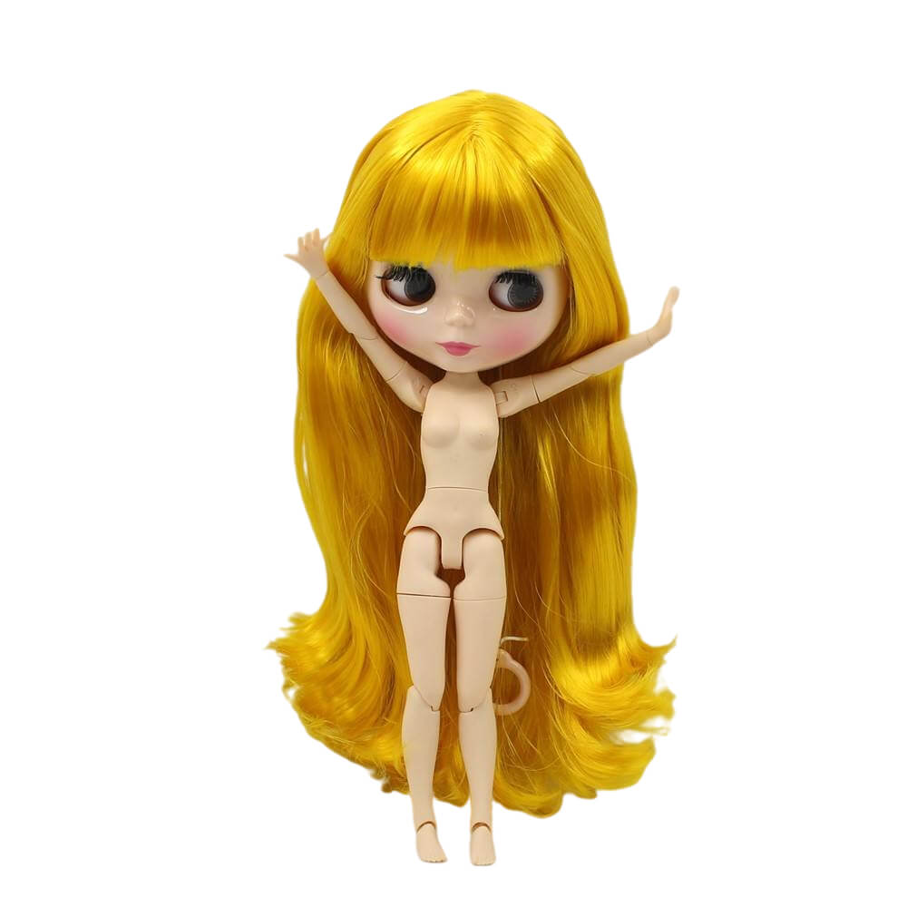 Neo Sarı Saçlı, Beyaz Derili, Parlak Yüzlü ve Eklemli Vücutlu Blythe Doll Parlak Yüz Fabrikası Blythe Doll Beyaz Deri Fabrikası Blythe Doll Sarı Saç Fabrikası Blythe Doll