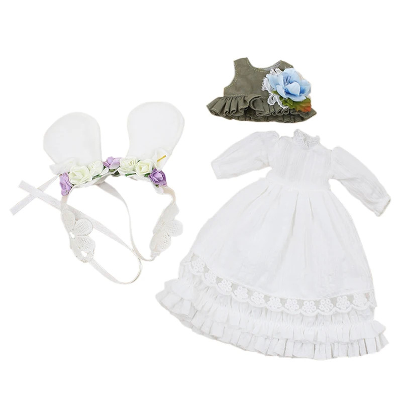 Neo Blythe Doll Floral Lace Dress with Fancy Headdress Blythe doll clothes