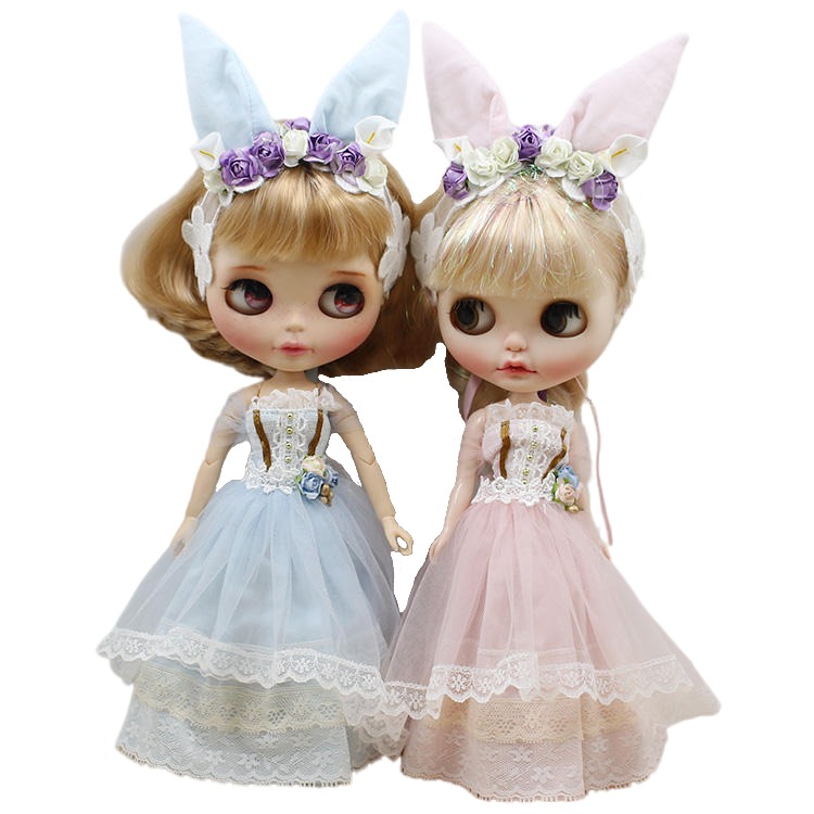 Neo Blythe Doll Wedding Dress with Fancy Headdress Blythe doll clothes