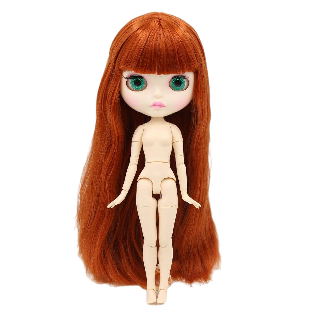 Neo Blythe Doll with Ginger Hair, White Skin, Matte Face & Jointed Body Ginger Hair Nude Blythe Doll Matte Face Nude Blythe Doll White Skin Nude Blythe Doll
