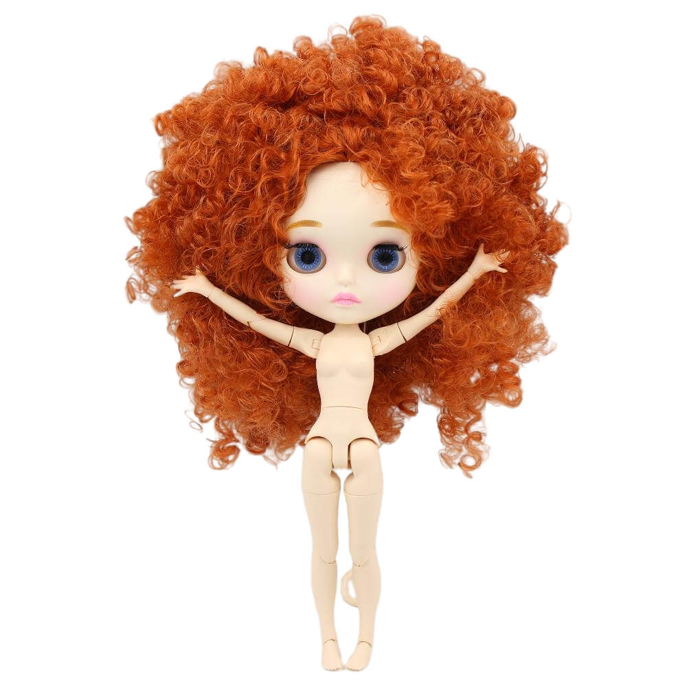 Neo Blythe Doll with Ginger Hair, White Skin, Matte Face & Jointed Body Ginger Hair Factory Blythe Doll Matte Face Factory Blythe Doll White Skin Factory Blythe Doll