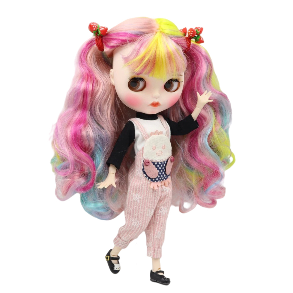 Leah – Premium Custom Blythe Doll with Pouty Face Bestsellers Matte Face Custom Blythe Doll Multi-Color Hair Custom Blythe Doll White Skin Custom Blythe Doll
