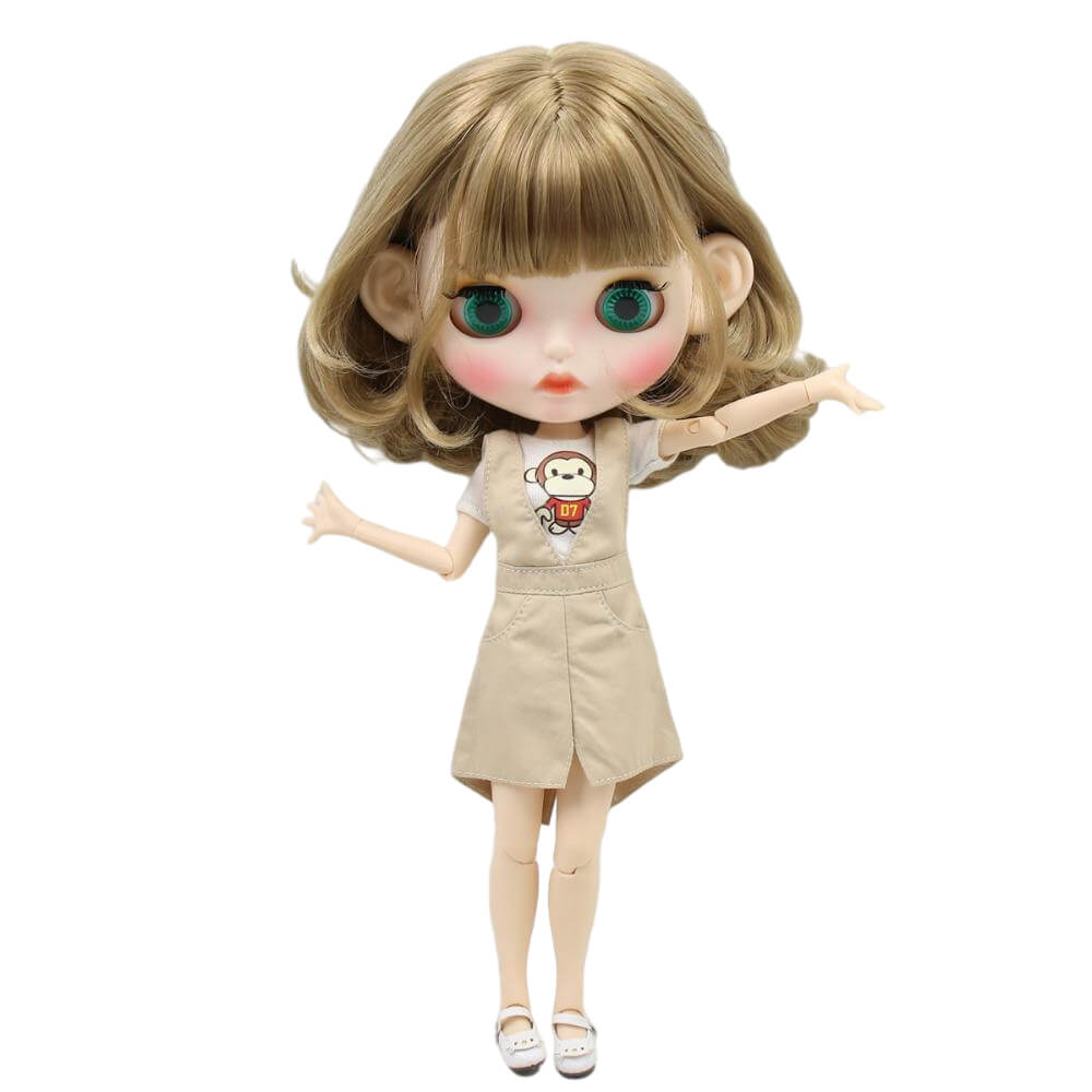 Luna – Premium Custom Blythe Doll with Pouty Face Blonde Hair Custom Blythe Doll Matte Face Custom Blythe Doll White Skin Custom Blythe Doll