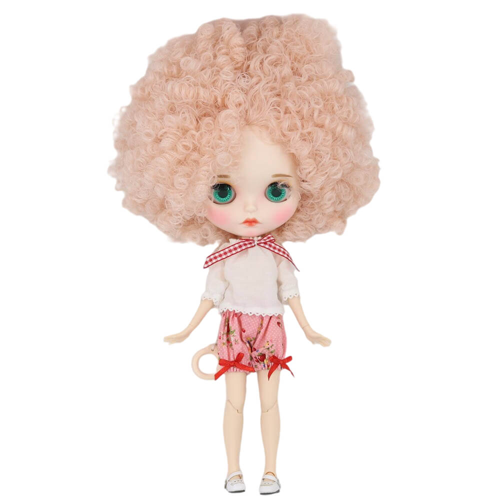 Rubis – Premium Custom Blythe Poupée avec visage pouty visage mat Custom Blythe poupée cheveux roses Custom Blythe Poupée Peau Blanche Custom Blythe Doll