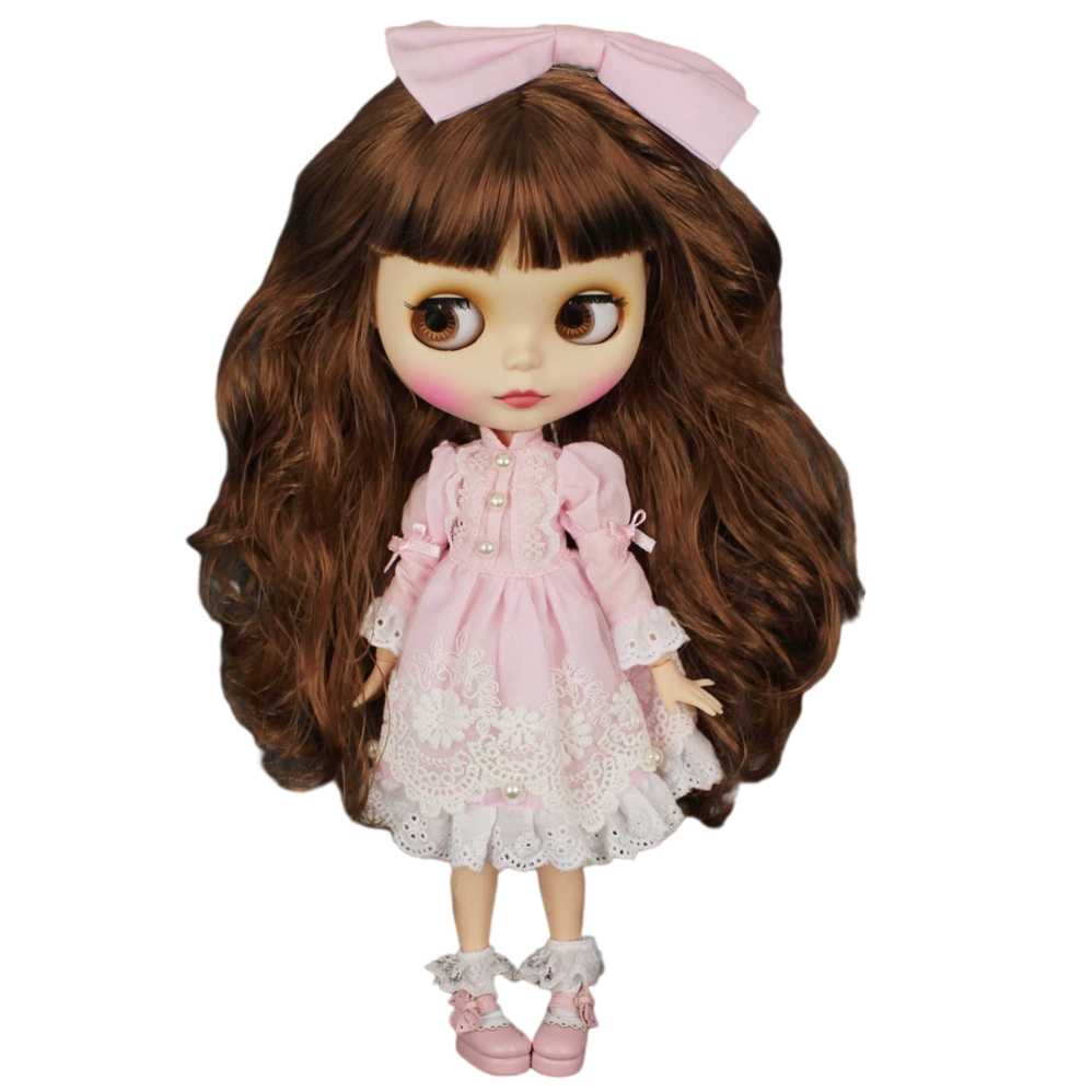 Angela – Premium Custom Blythe Doll with Cute Face Bestsellers Brown Hair Custom Blythe Doll Matte Face Custom Blythe Doll White Skin Custom Blythe Doll