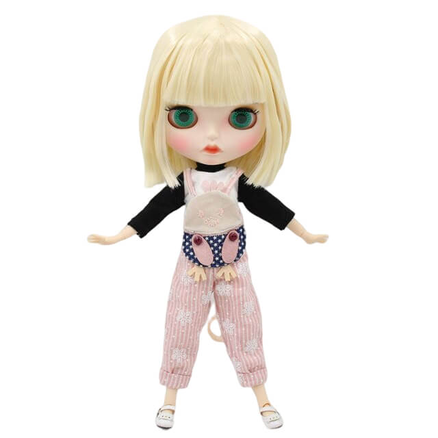 Beatrix – Premium Custom Blythe Doll med Pouty ansikt Blondt hår Custom Blythe Doll Matt ansikt Custom Blythe Doll Hvit hud Custom Blythe Doll