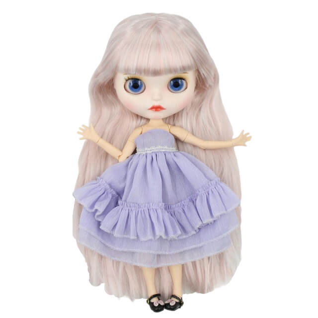 Blanch – Premium Custom Blythe Doll with Pouty Face Matte Face Custom Blythe Doll Multi-Color Hair Custom Blythe Doll White Skin Custom Blythe Doll