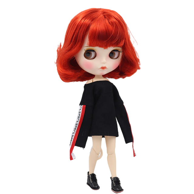 Λία - Premium Custom Blythe Κούκλα με Pouty Face Bestsellers Ματ πρόσωπο Custom Blythe Κόκκινα μαλλιά κούκλας Custom Blythe Λευκό δέρμα κούκλας Custom Blythe Κούκλα