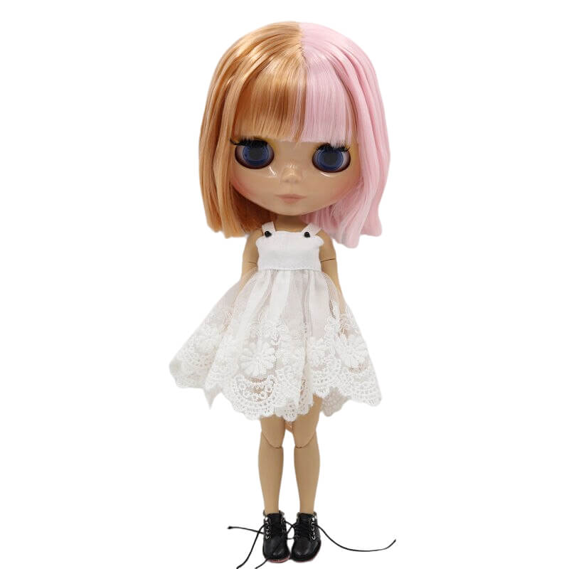 Velvet – Premium Custom Blythe Doll with Cute Face Multi-Color Hair Custom Blythe Doll Shiny Face Custom Blythe Doll Tan Skin Custom Blythe Doll