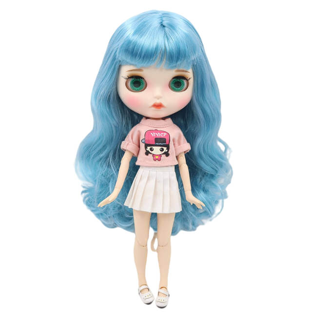 Victoria – Premium Custom Blythe Doll with Pouty Face Blue Hair Custom Blythe Doll Matte Face Custom Blythe Doll White Skin Custom Blythe Doll
