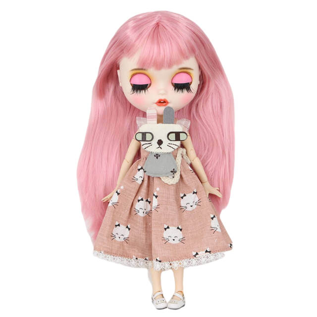 アメリア-プレミアム Custom Blythe スマイリーフェイスマットフェイスの人形 Custom Blythe 人形ピンクの髪 Custom Blythe 人形の白い肌 Custom Blythe 人形