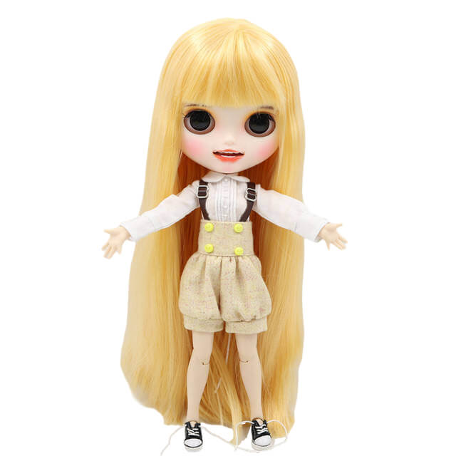 Ebony - Premium Custom Blythe Doll with Smiling Face Blonde Hair Custom Blythe Doll Matte Face Custom Blythe Doll White Skin Custom Blythe Doll