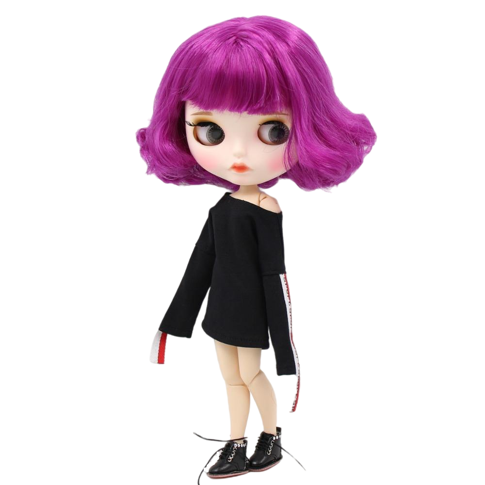 Gabriela – Premium Custom Blythe Doll with Pouty Face Matte Face Custom Blythe Doll Purple Hair Custom Blythe Doll White Skin Custom Blythe Doll