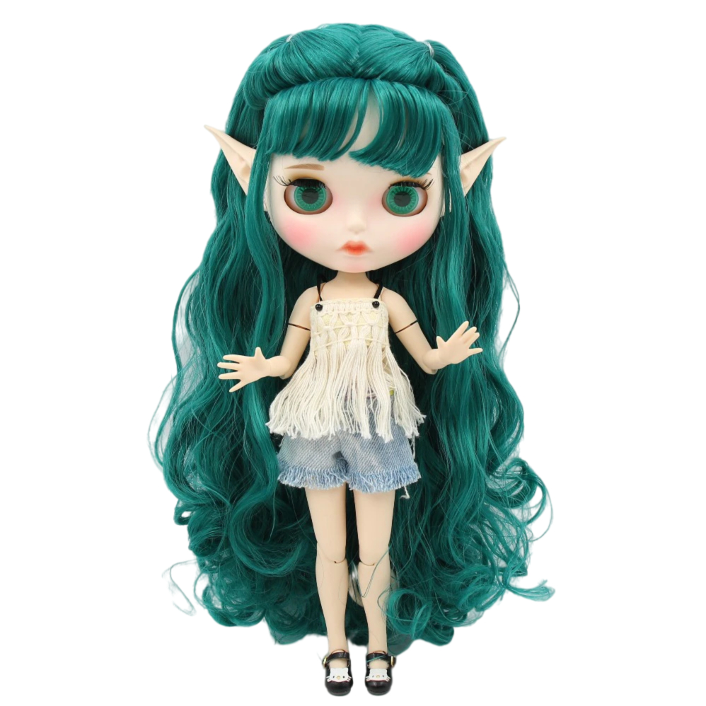 Mya – Premium Custom Blythe Doll with Pouty Face Bestsellers Matte Face Custom Blythe Doll Turquoise Hair Custom Blythe Doll White Skin Custom Blythe Doll