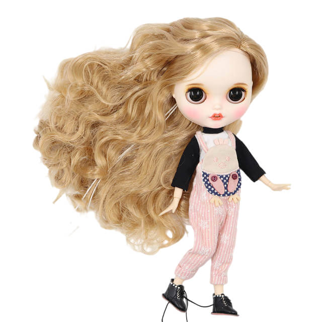 Valentina - Premium Custom Blythe Doll with Smiley Face Blonde Hair Custom Blythe Doll Matte Face Custom Blythe Doll White Skin Custom Blythe Doll