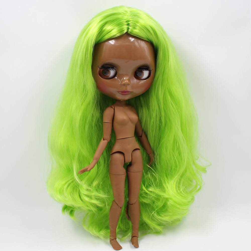 Amelia – Premium Custom Blythe Doll with Full Outfit Glossy Cute Face Green Hair Blythe