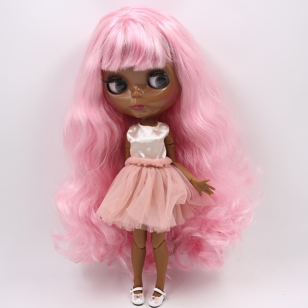 Gabrielle – Premium Custom Blythe Doll with Full Outfit Glossy Cute Face Pink Hair Blythe
