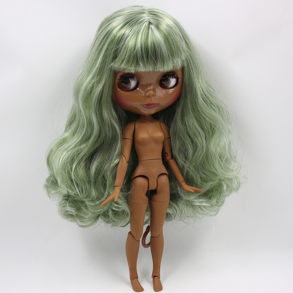 Regina – Premium Custom Blythe Doll with Full Outfit Glossy Cute Face Green Hair Blythe