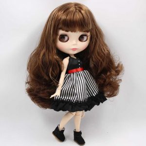 Brynn – Premium Custom Blythe Doll with Full Outfit Glossy Cute Face Brown Hair Blythe