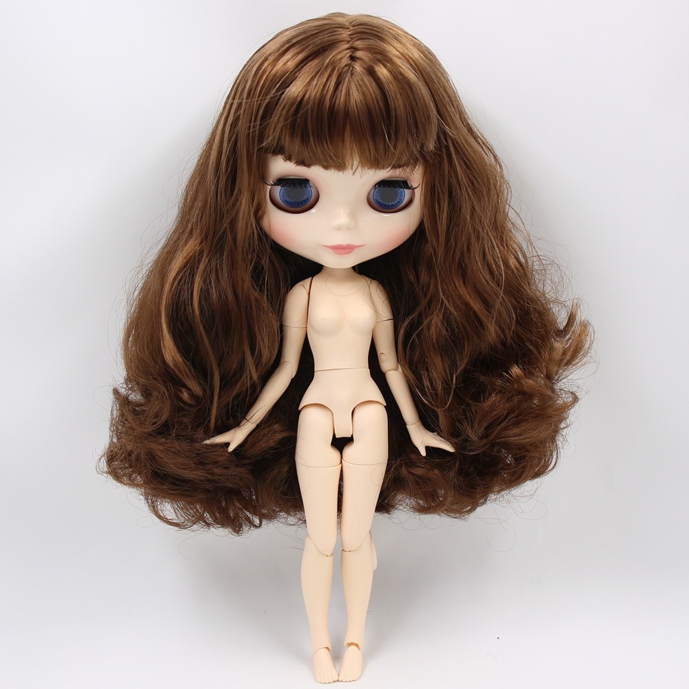 Brynn – Premium Custom Blythe Doll with Full Outfit Glossy Cute Face Brown Hair Blythe