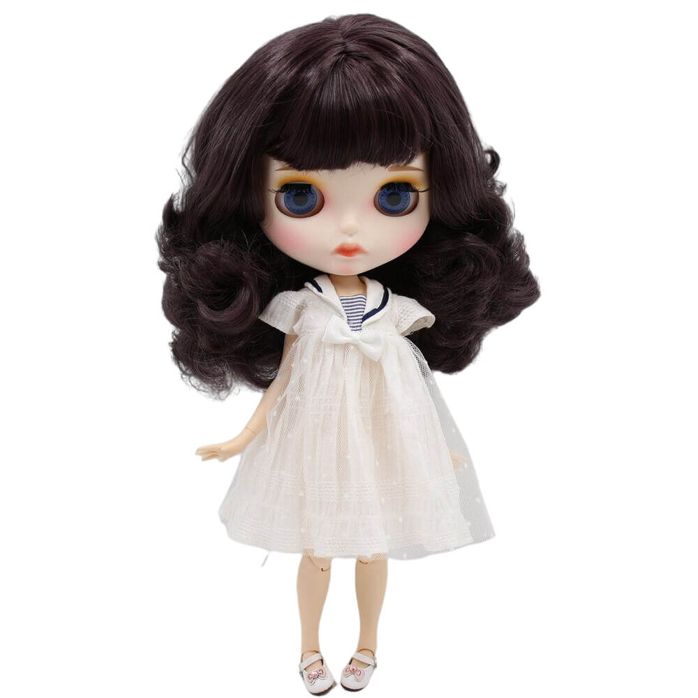 Ana – Premium Custom Blythe Doll with Pouty Face Matte Face Custom Blythe Doll Purple Hair Custom Blythe Doll White Skin Custom Blythe Doll