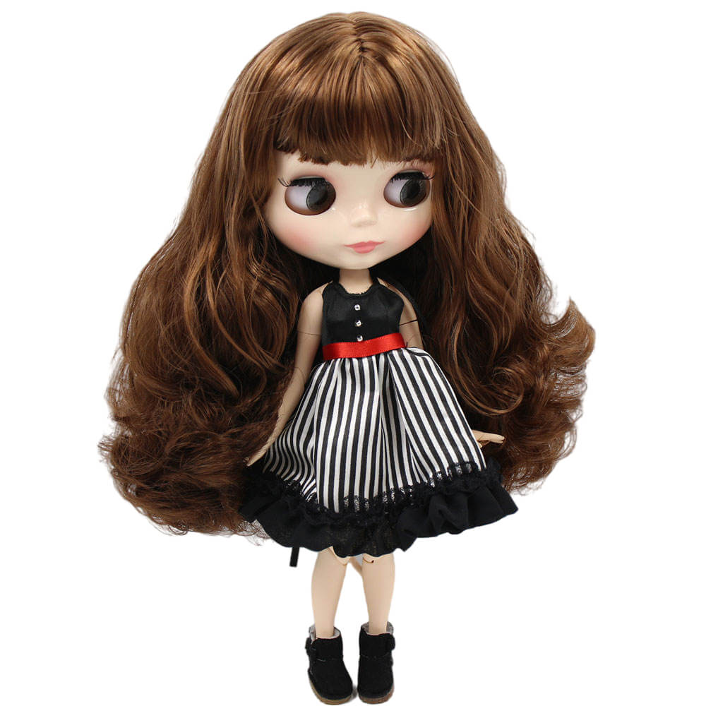 Brynn – Premium Custom Blythe Doll with Cute Face Brown Hair Custom Blythe Doll Shiny Face Custom Blythe Doll White Skin Custom Blythe Doll