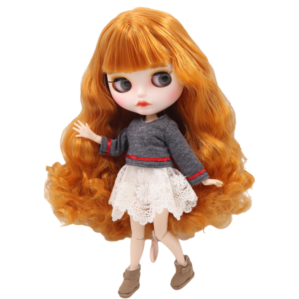 Emberlynn – Premium Custom Blythe Doll with Pouty Face Bestsellers Ginger Hair Custom Blythe Doll Matte Face Custom Blythe Doll White Skin Custom Blythe Doll