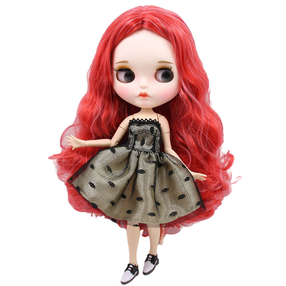 Emma – Premium Custom Blythe Doll with Pouty Face Matte Face Custom Blythe Doll Multi-Color Hair Custom Blythe Doll White Skin Custom Blythe Doll