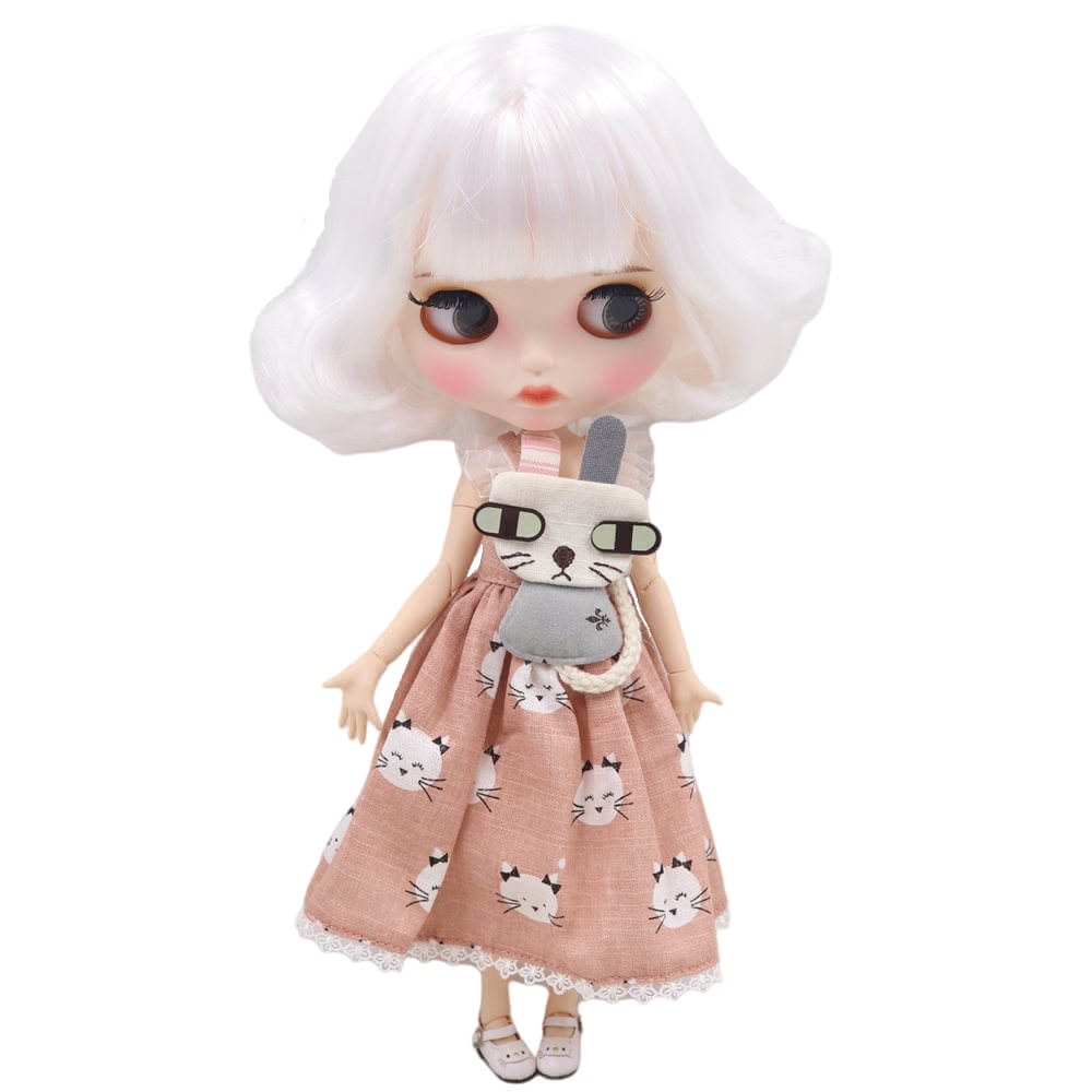 Melody – Premium Custom Blythe Doll with Pouty Face Matte Face Custom Blythe Doll White Hair Custom Blythe Doll White Skin Custom Blythe Doll