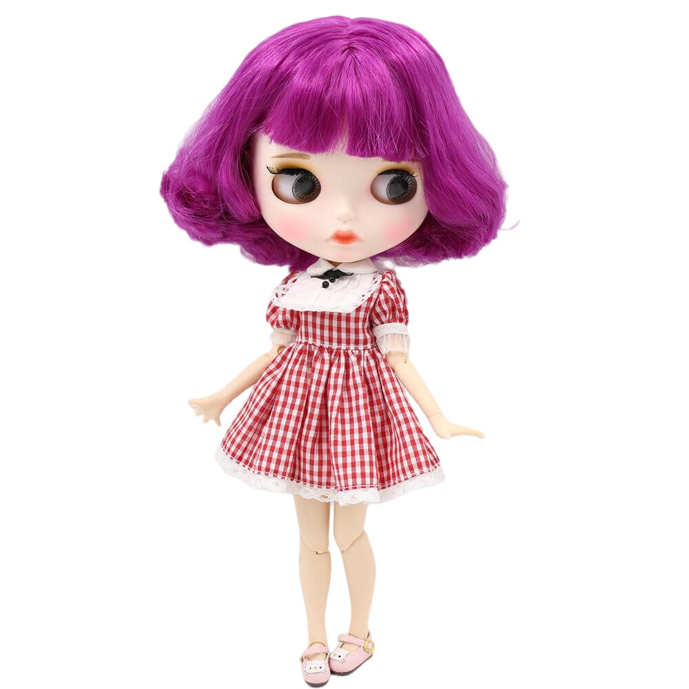 Sophia – Premium Custom Blythe Doll with Pouty Face Matte Face Custom Blythe Doll Purple Hair Custom Blythe Doll White Skin Custom Blythe Doll