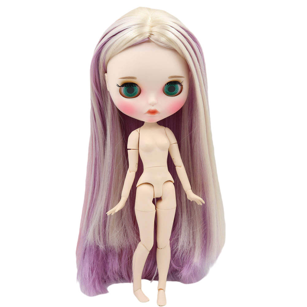 Neo Blythe Doll with Multi-Color Hair, White Skin, Matte Face & Jointed Body Matte Face Factory Blythe Doll Multi-Color Hair Factory Blythe Doll White Skin Factory Blythe Doll