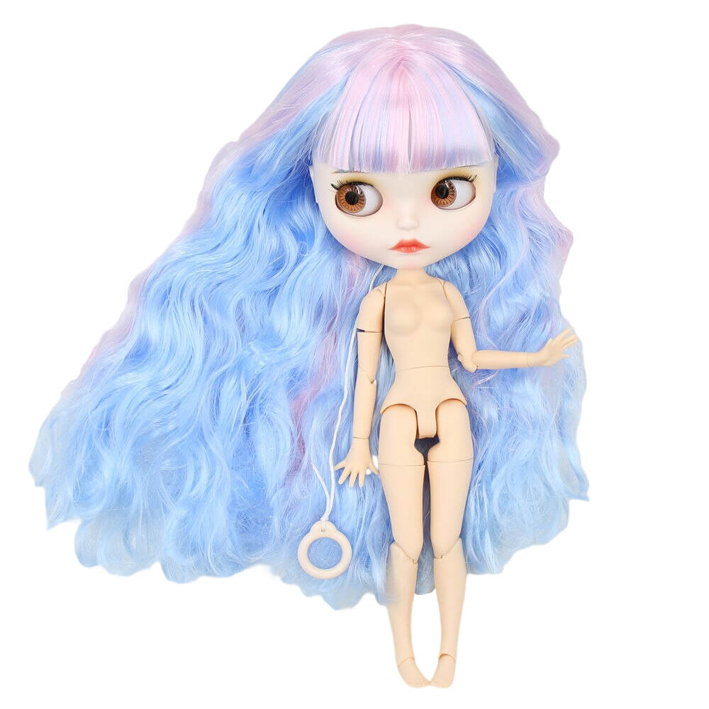 Neo Blythe Doll with Multi-Color Hair, White Skin, Matte Face & Jointed Body Matte Face Factory Blythe Doll Multi-Color Hair Factory Blythe Doll White Skin Factory Blythe Doll
