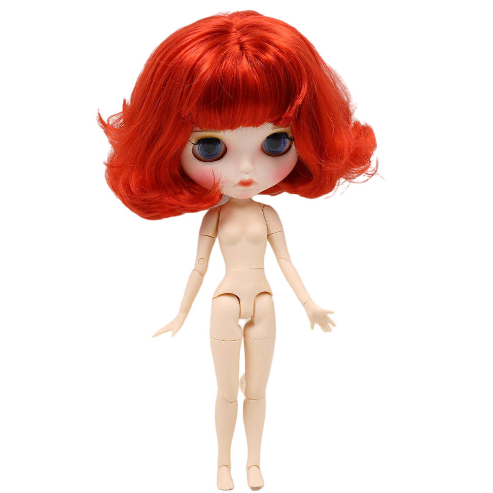 Neo Blythe Doll with Red Hair, White Skin, Matte Face & Jointed Body Matte Face Factory Blythe Doll Red Hair Factory Blythe Doll White Skin Factory Blythe Doll