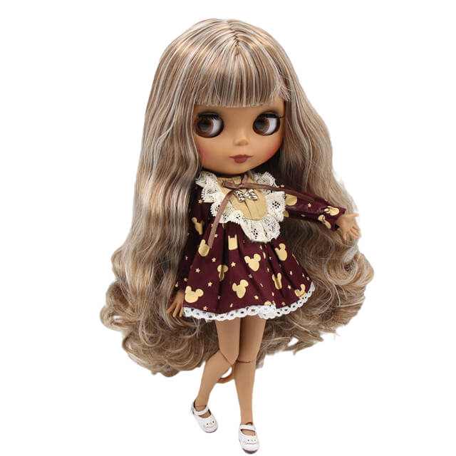 Athena – Premium Custom Blythe Doll with Cute Face Dark Skin Custom Blythe Doll Matte Face Custom Blythe Doll Multi-Color Hair Custom Blythe Doll