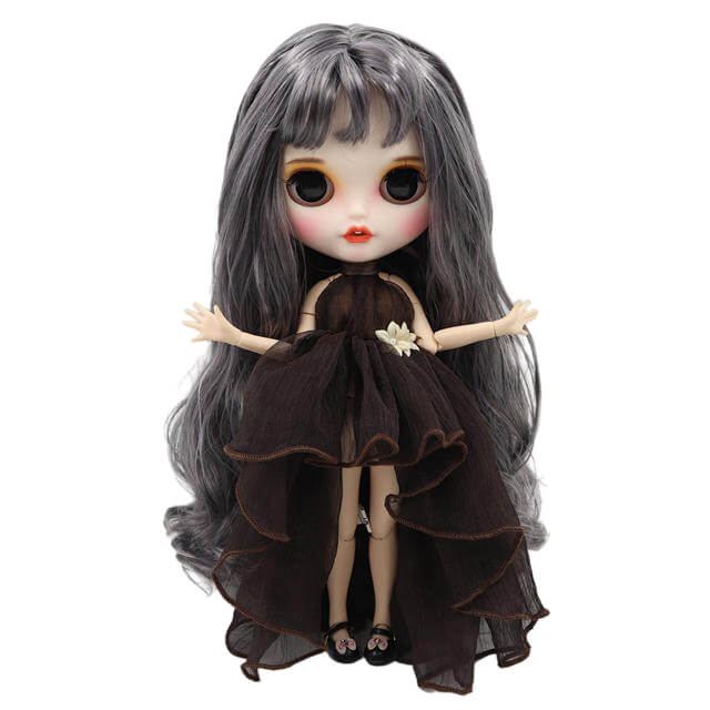 Каміла - Преміум Custom Blythe Лялька зі смайликом із сивим волоссям Custom Blythe Матове обличчя ляльки Custom Blythe Лялька Біла Шкіра Custom Blythe лялька