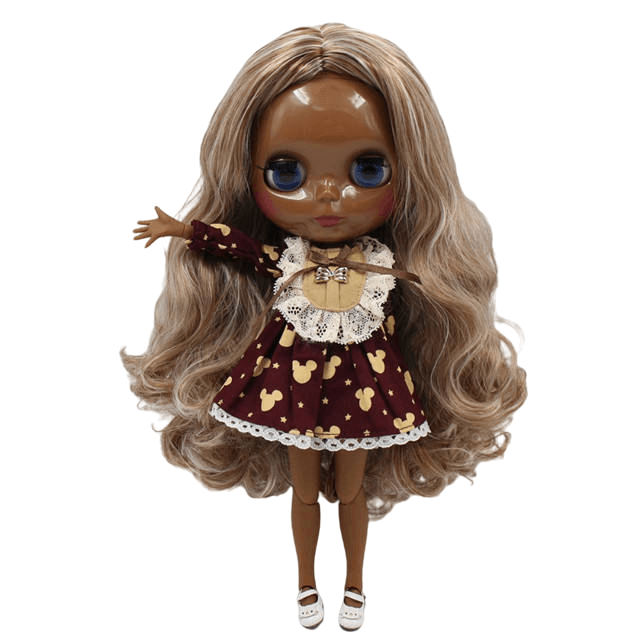 Марія - Преміум Custom Blythe Лялька з милим обличчям чорної шкіри Custom Blythe Різнокольорове волосся ляльки Custom Blythe Лялька блискуче обличчя Custom Blythe лялька