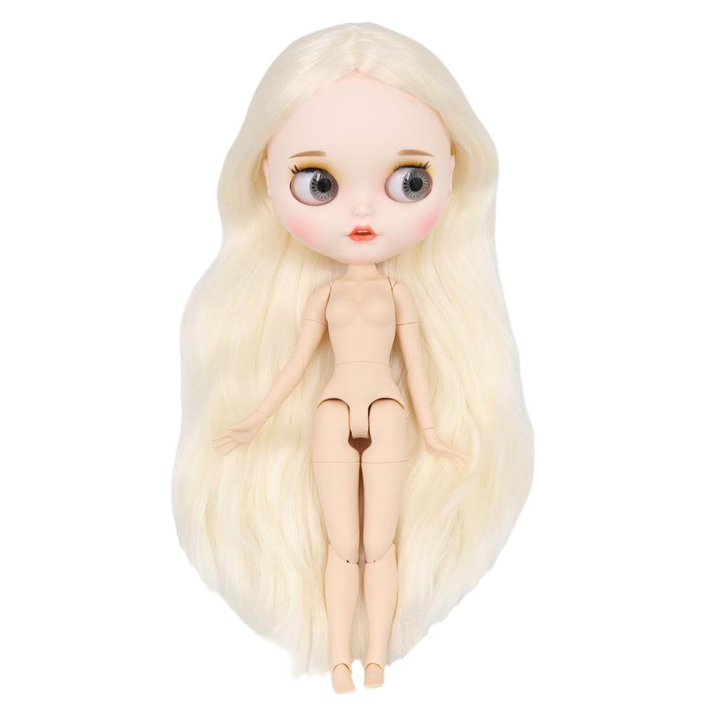 Neo Blythe Doll with Blonde Hair, White Skin, Matte Face & Jointed Body Blonde Hair Factory Blythe Doll Matte Face Factory Blythe Doll White Skin Factory Blythe Doll