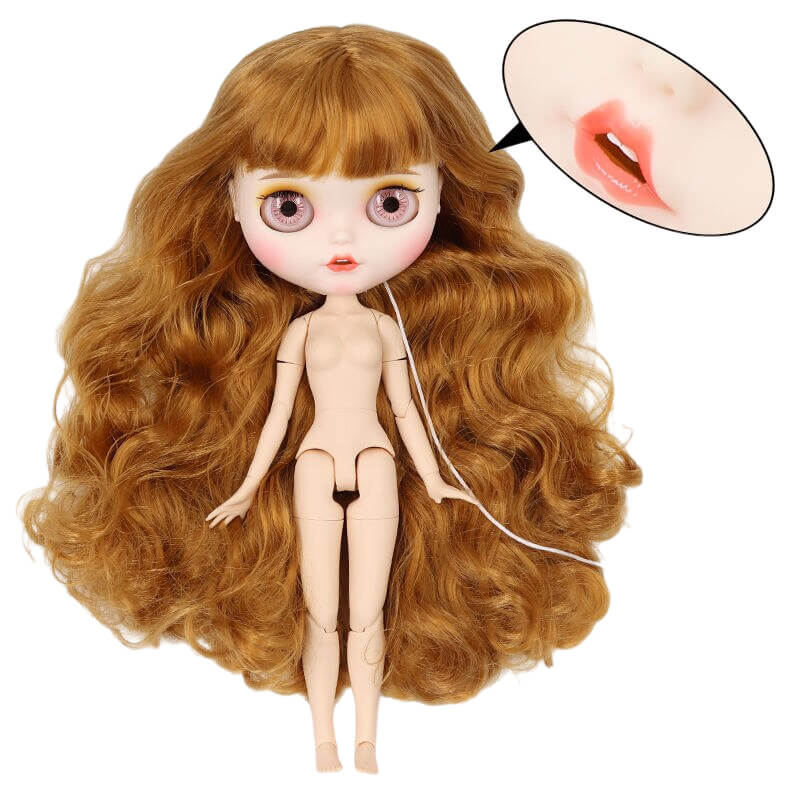 Neo Blythe Doll with Brown Hair, White Skin, Matte Face & Jointed Body Brown Hair Factory Blythe Doll Matte Face Factory Blythe Doll White Skin Factory Blythe Doll