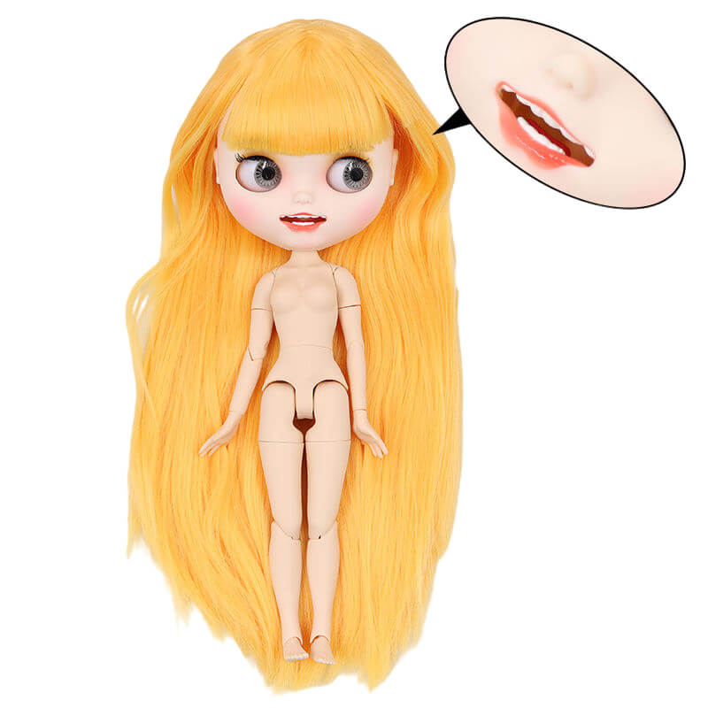 Neo Muñeca Blythe con cabello naranja, piel blanca, cara mate y cuerpo articulado Fábrica de cabello naranja Muñeca Blythe