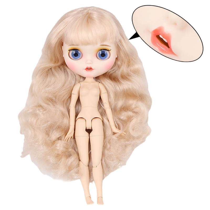 Neo Blythe Doll with Pink Hair, White Skin, Matte Face & Jointed Body Pink Hair Factory Blythe Doll Matte Face Factory Blythe Doll White Skin Factory Blythe Doll