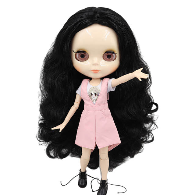 Rosemary - Premium Custom Blythe Doll nga adunay Cute Face Black Hair Custom Blythe Doll Sinaw nga Nawong Custom Blythe Manika Puti nga Panit Custom Blythe Doll