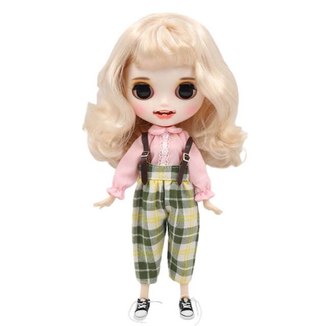 Valeria – Premium Custom Blythe Doll with Smiling Face Blonde Hair Custom Blythe Doll Matte Face Custom Blythe Doll White Skin Custom Blythe Doll