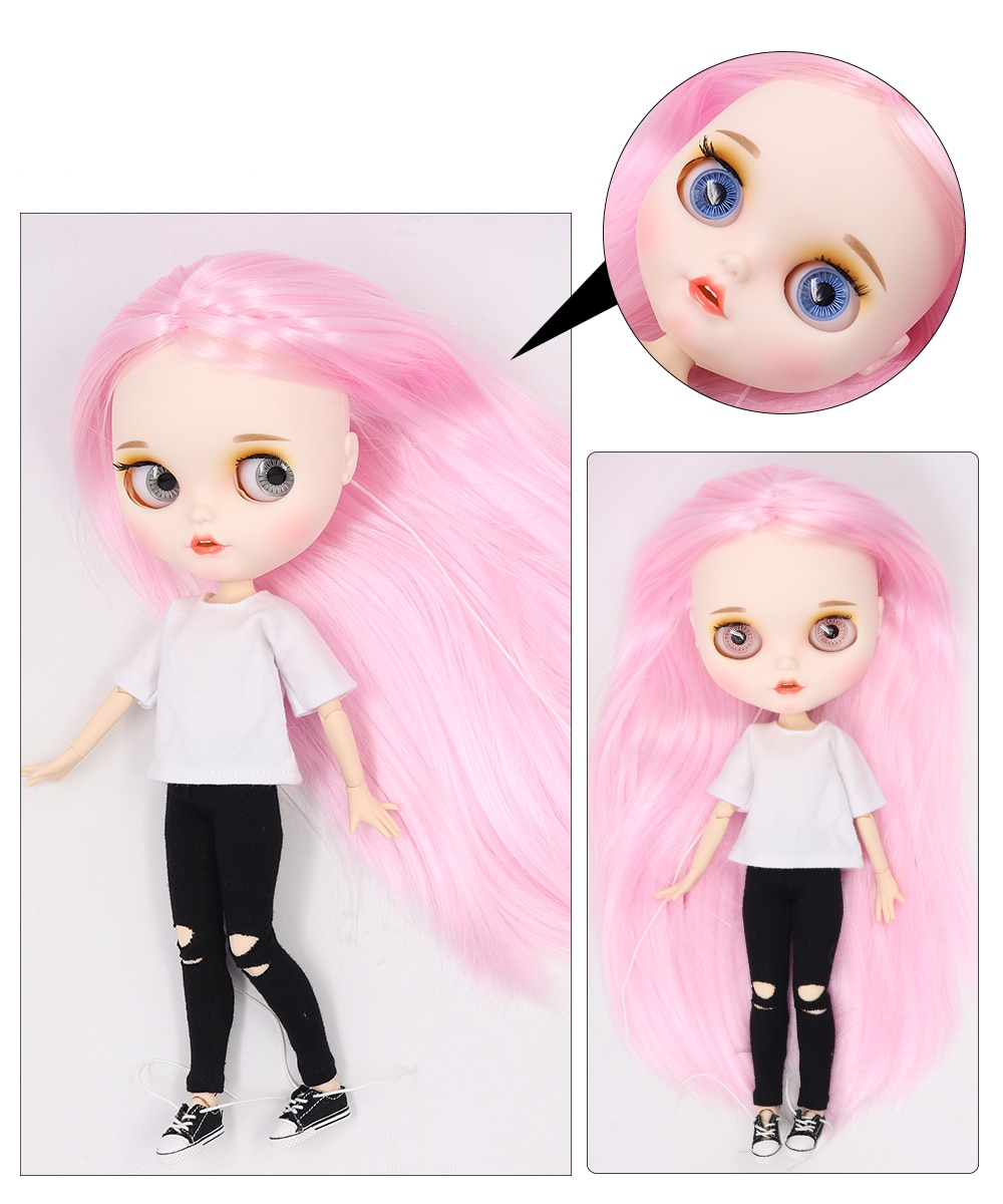 Catherine – Premium Custom Neo Blythe Doll with Pink Hair, White Skin & Matte Smiling Face 1