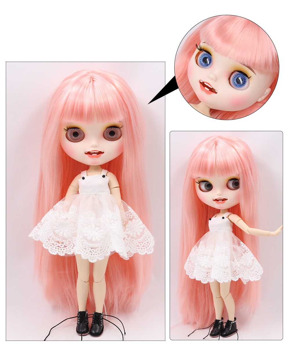 Joanna – Premium Custom Neo Blythe Doll with Pink Hair, White Skin & Matte Smiling Face 1