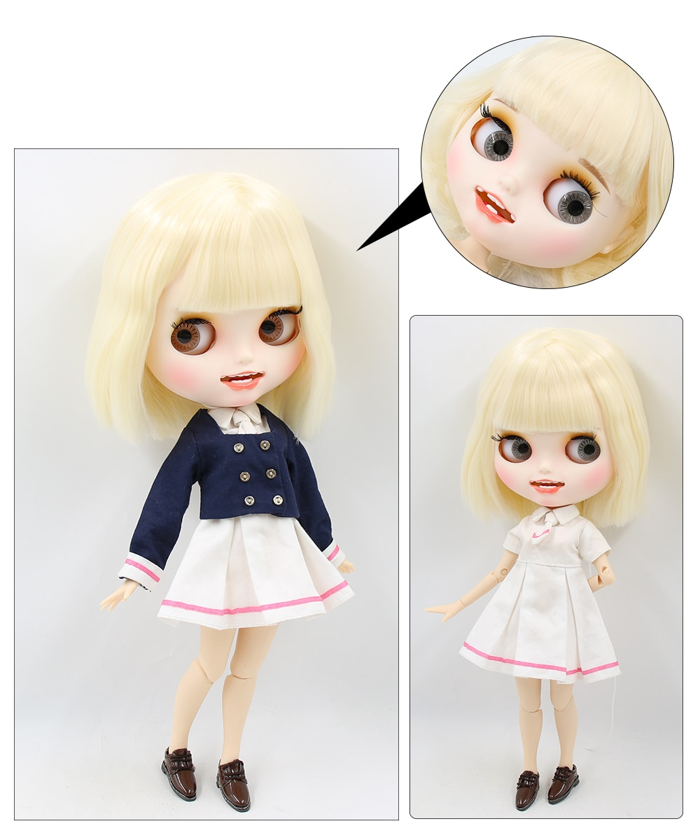 Payton – Premium Custom Neo Blythe Doll with Blonde Hair, White Skin & Matte Smiling Face 1
