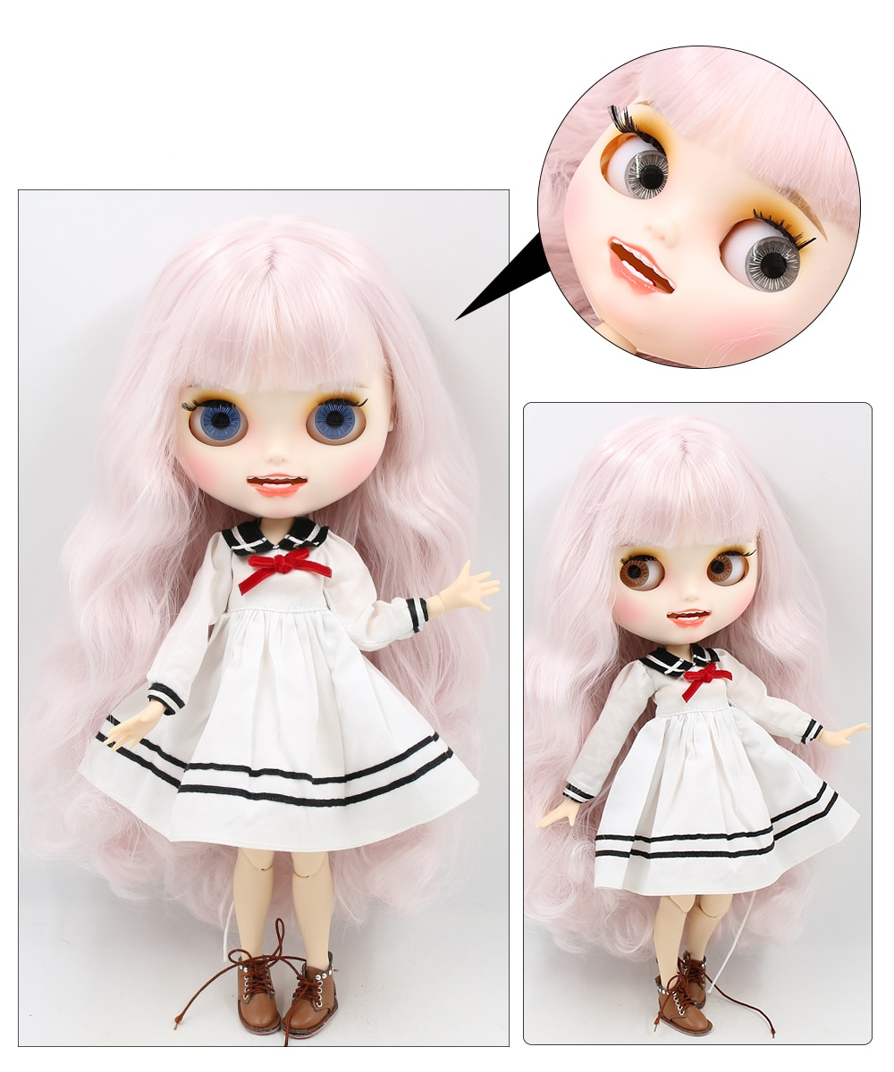 Harley – Premium Custom Neo Blythe Doll with Purple Hair, White Skin & Matte Smiling Face 1