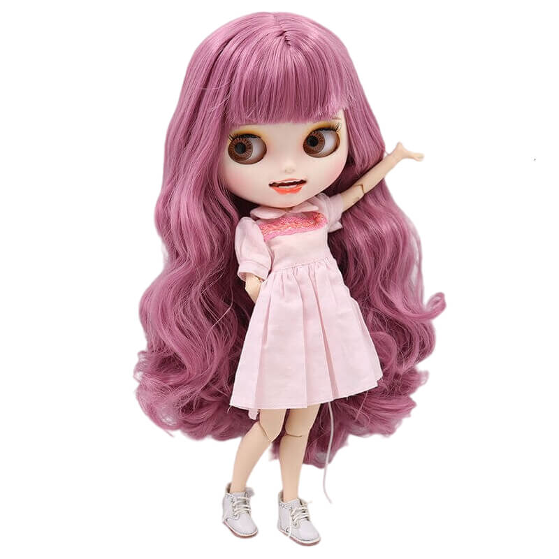 Adelyn – Premium Custom Neo Blythe Doll with Purple Hair, White Skin & Matte Smiling Face Matte face Purple hair Smiling face White skin