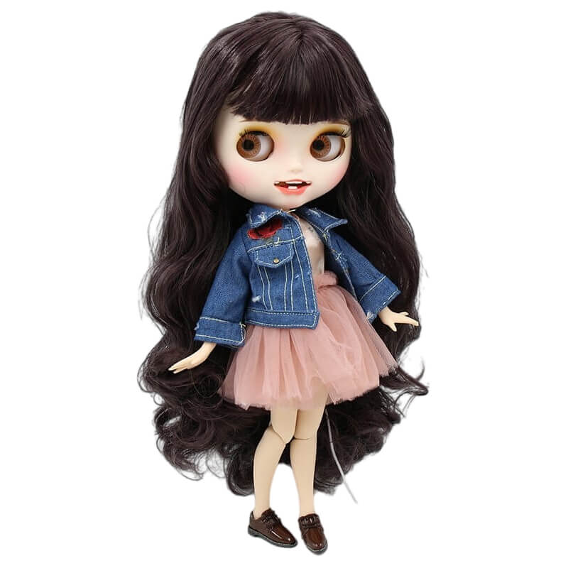 Alaina – Premium Custom Neo Blythe Doll with Brown Hair, White Skin & Matte Smiling Face Brown hair Matte face Smiling face White skin
