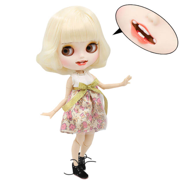 Brooke – Premium Custom Blythe Doll with Smiling Face Blonde Hair Custom Blythe Doll Matte Face Custom Blythe Doll White Skin Custom Blythe Doll