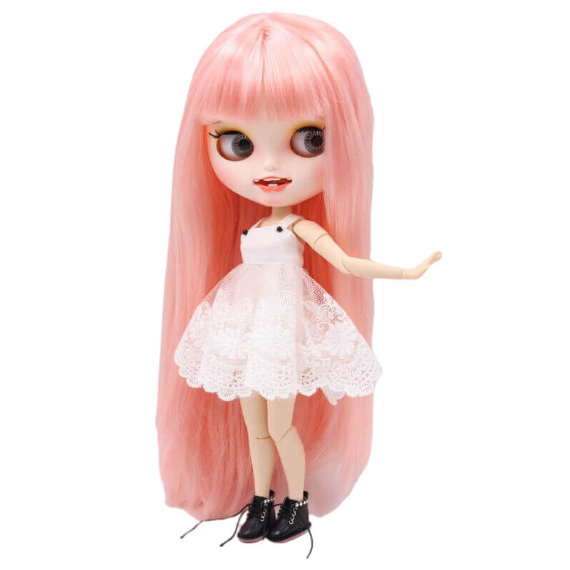 Joanna – Premium Custom Neo Blythe Doll with Pink Hair, White Skin & Matte Smiling Face Matte face Pink hair Smiling face White skin